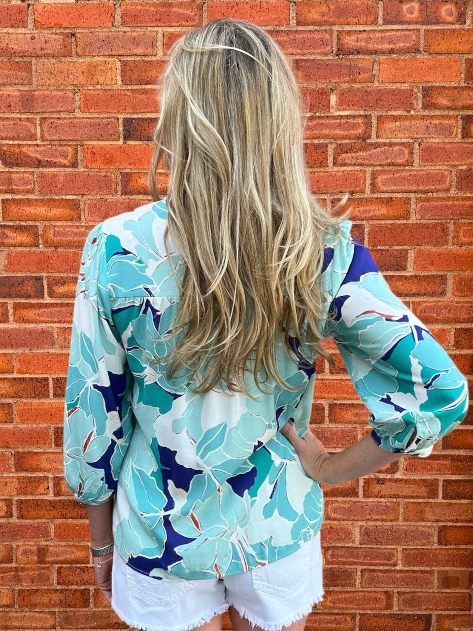 Olive Hill Embroidered Wide V Floral Top at ooh la la! in Grapevine TX 76051