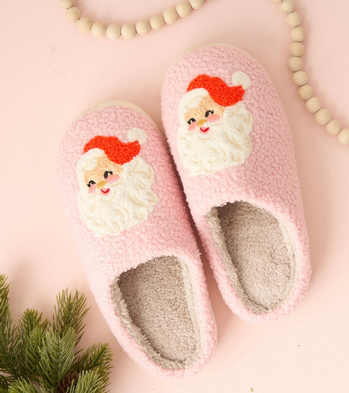 Santa Fuzzy Slippers in pink at ooh la la! in Grapevine TX 76051