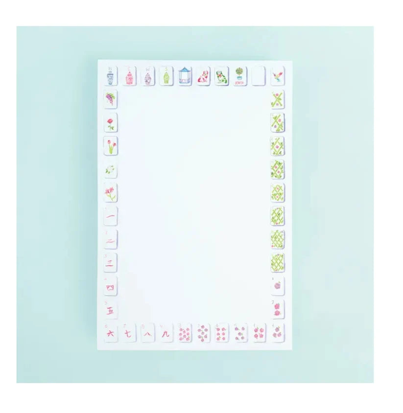Taylor Paladino Mahjong Jumbo Pad with decorative mahjong tile border on white paper at ooh la la! in Grapevine TX 76051