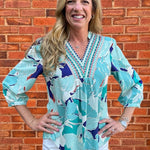 Olive Hill Embroidered Wide V Floral Top at ooh la la! in Grapevine TX 76051