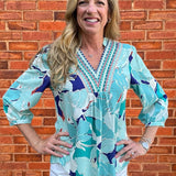 Olive Hill Embroidered Wide V Floral Top at ooh la la! in Grapevine TX 76051