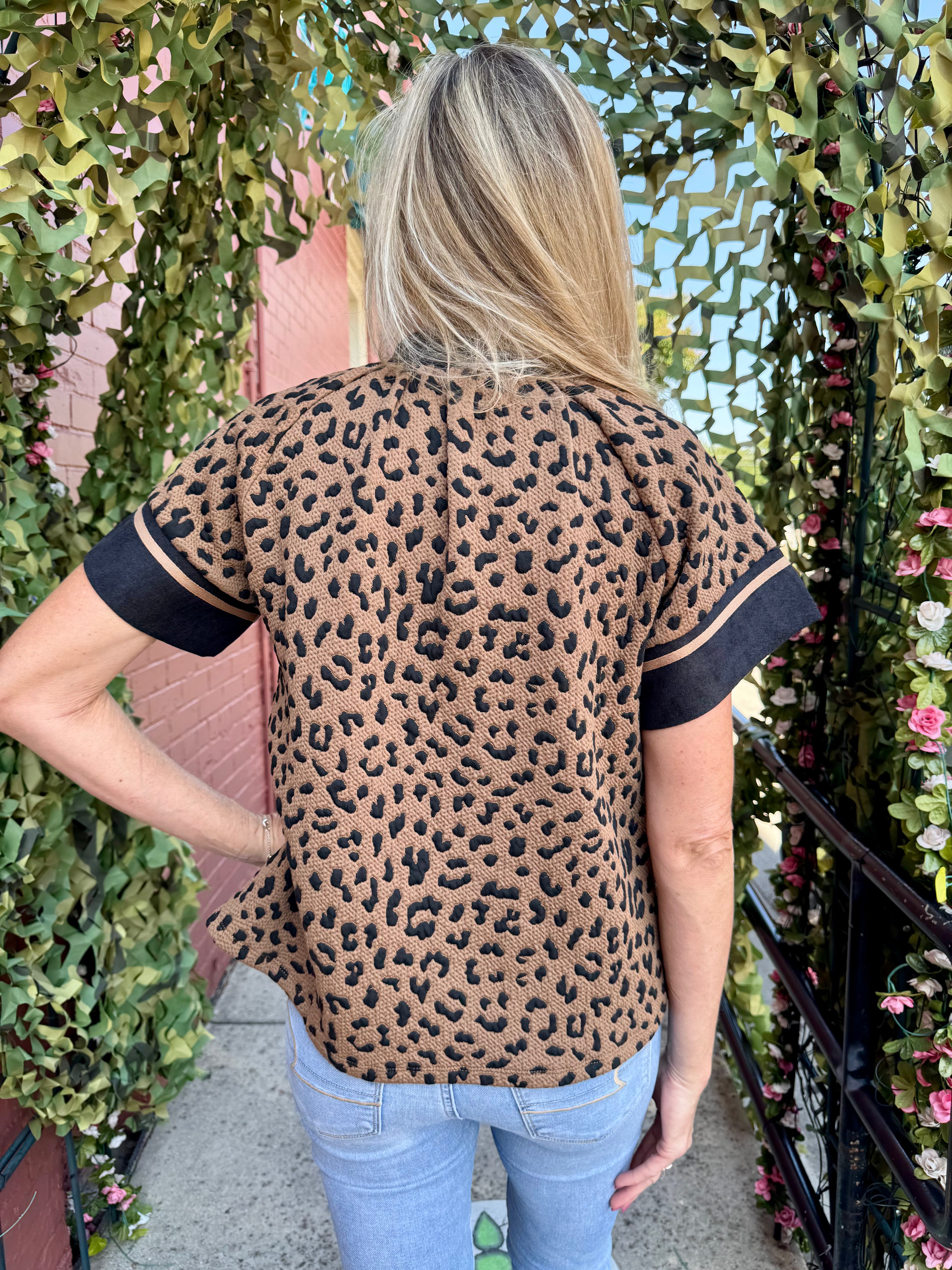 Cheetah Print Knit VNeck Top at Ooh La La! in Grapevine TX 76051