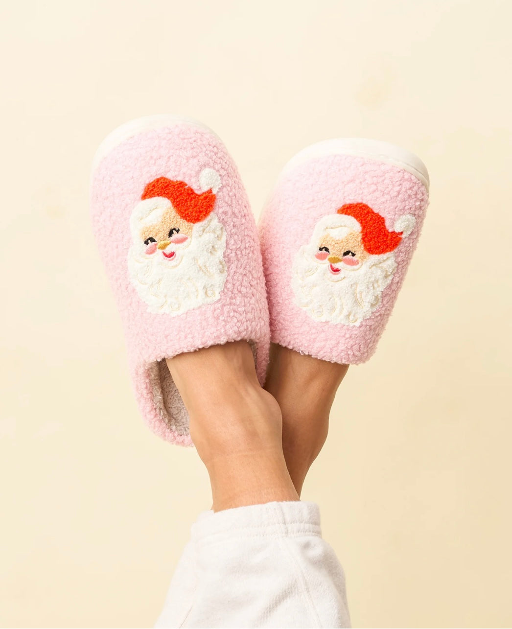Santa Fuzzy Slippers in pink at ooh la la! in Grapevine TX 76051