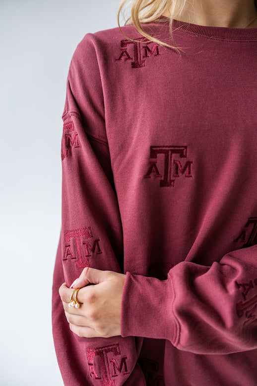 Texas A&M Repeat Logo Lantern Sleeve Sweatshirt at ooh la la! in Grapevine TX 76051