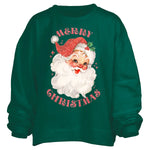 Glitter Santa Sweatshirt in green at ooh la la! in Grapevine TX 76051
