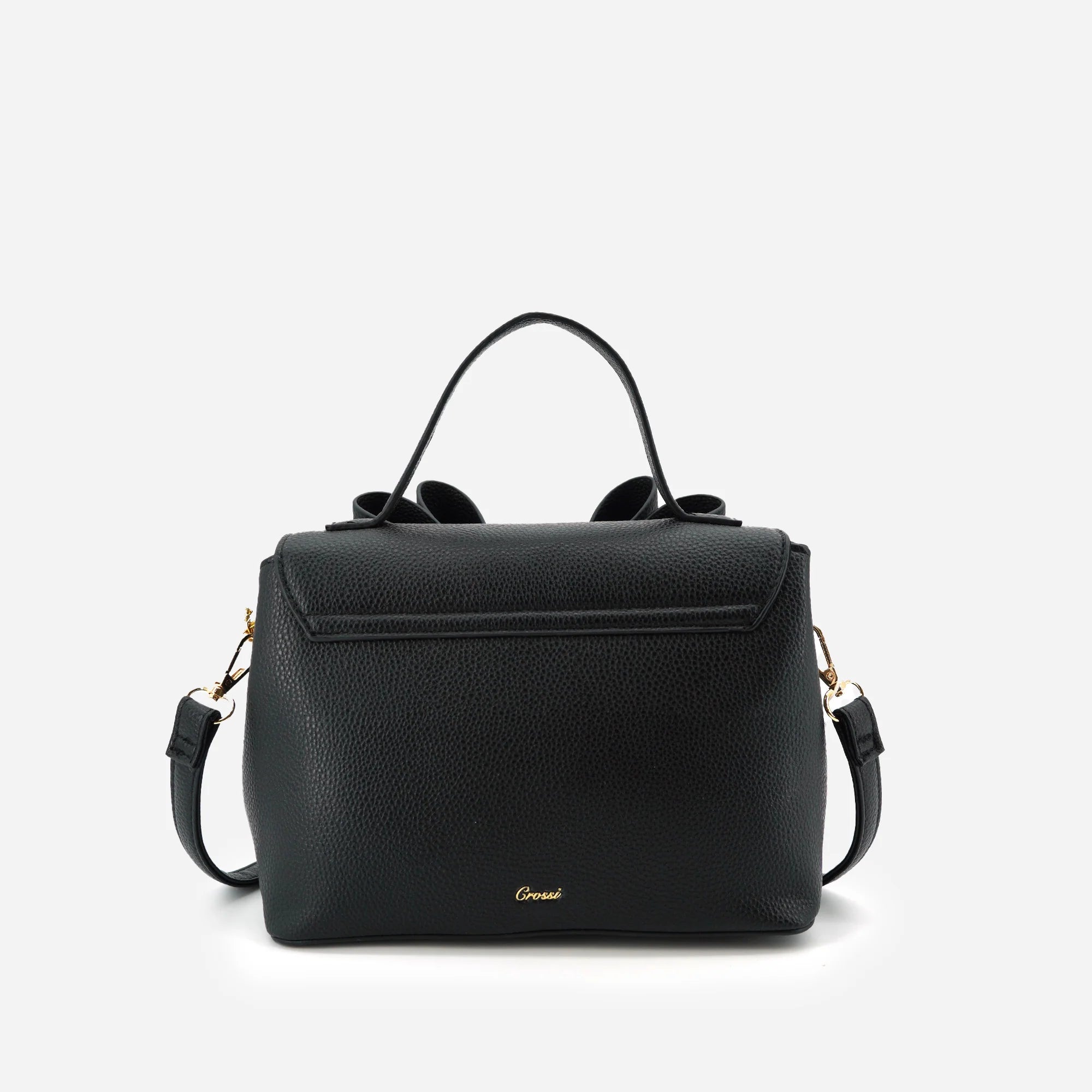 Vegan leather crossbody in black, bow satchel bag, designer vegan handbags, women's spring purses, bow front handbag, gold hardware crossbody, eco-friendly satchel, Zoey bag.
ooh la la! in Grapevine TX 76051