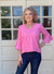 Cotton 3/4 Flounce Sleeve Top in Hot Pink at ooh la la! in Grapevine TX 76051