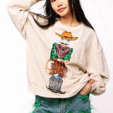 Queen of Sparkles Beige Cowboy Nutcracker Sweatshirt at ooh la la! in Grapevine TX 76051