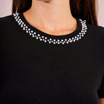 Molly Bracken Pearl Trim knit sweater top in black at ooh la la! in Grapevine TX 76051