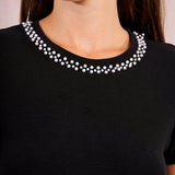 Molly Bracken Pearl Trim knit sweater top in black at ooh la la! in Grapevine TX 76051