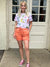 Made in Italy Solid Mid Thigh Shorts in Orange at ooh la la! in Grapevine TX 76051