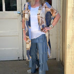 Made in Italy Silk Ruffle Pants in Blue at ooh la la! in Grapevine TX 76051