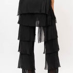 Made in Italy Silk Ruffle Pants in Black at ooh la la! in Grapevine TX 76051