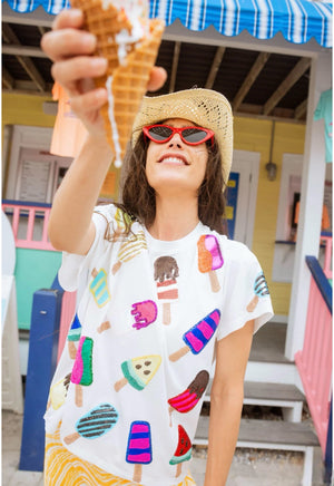 Queen of Sparkles White Multicolor Popsicle Tee