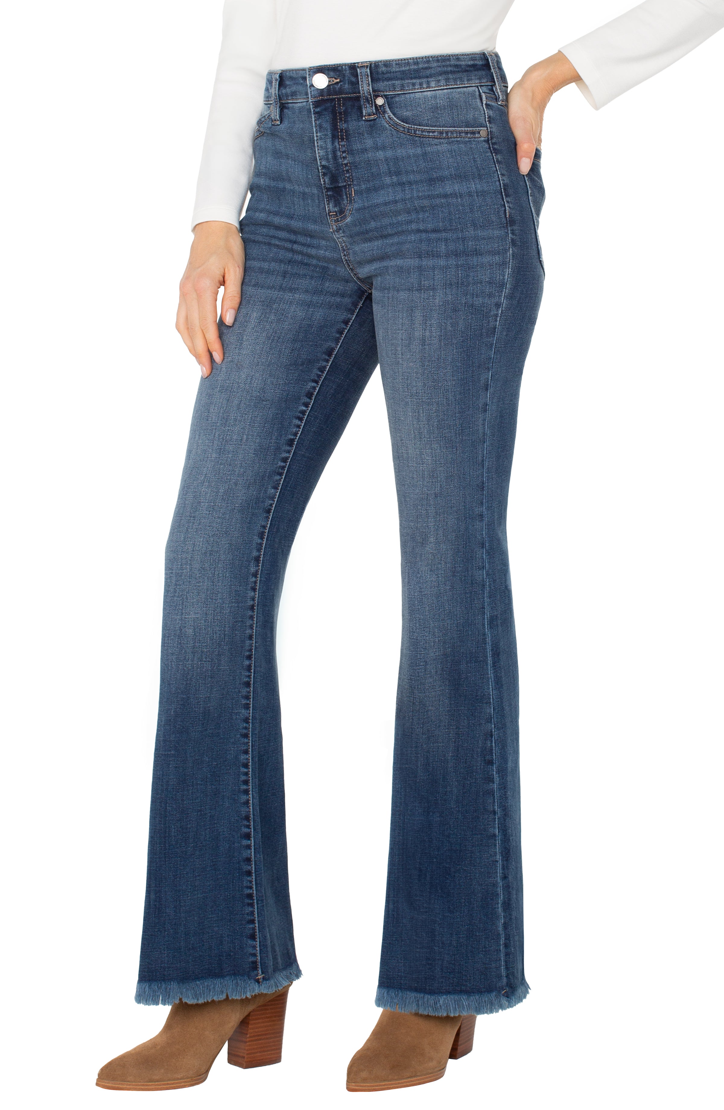 Liverpool Hannah High Rise Flare with Fray Hem Jeans