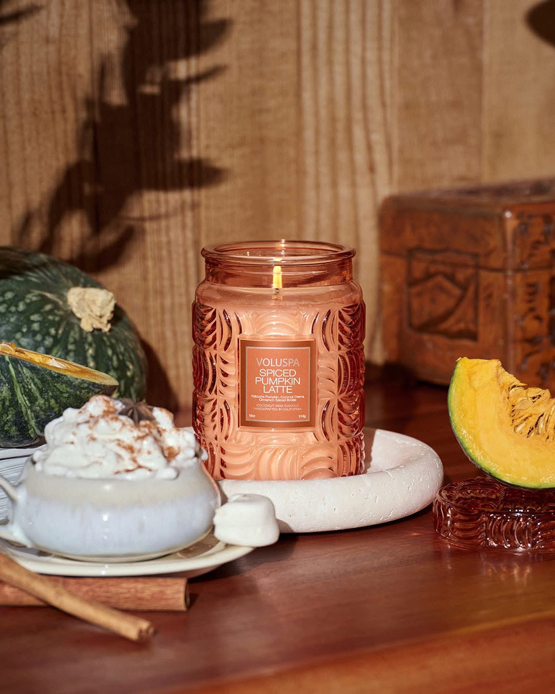 Voluspa Spiced Pumpkin Latte 18 oz Jar Candle at ooh la la! in Grapevine TX 76051