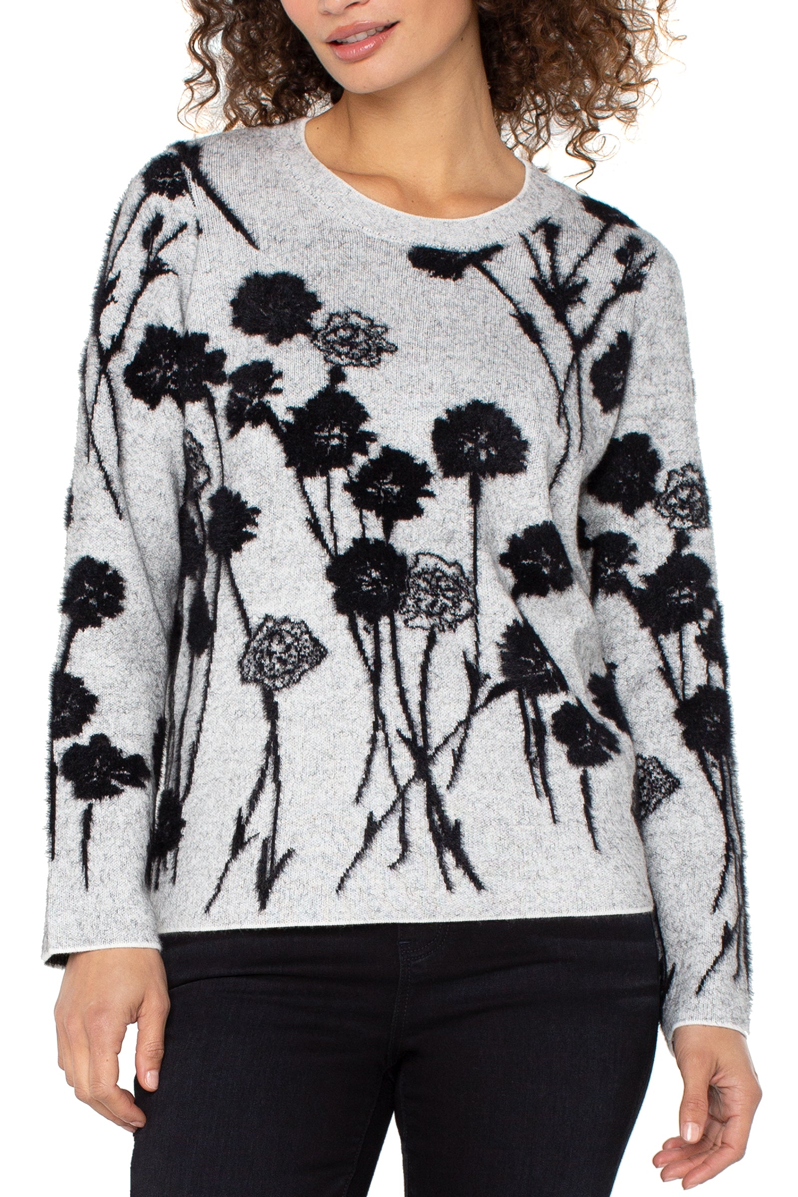 Liverpool Floral Crew Neck Sweater at ooh la la! in Grapevine TX 76051