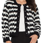 Liverpool Frog Stripe Cardigan in black and white at ooh la la! in Grapevine TX 76051
