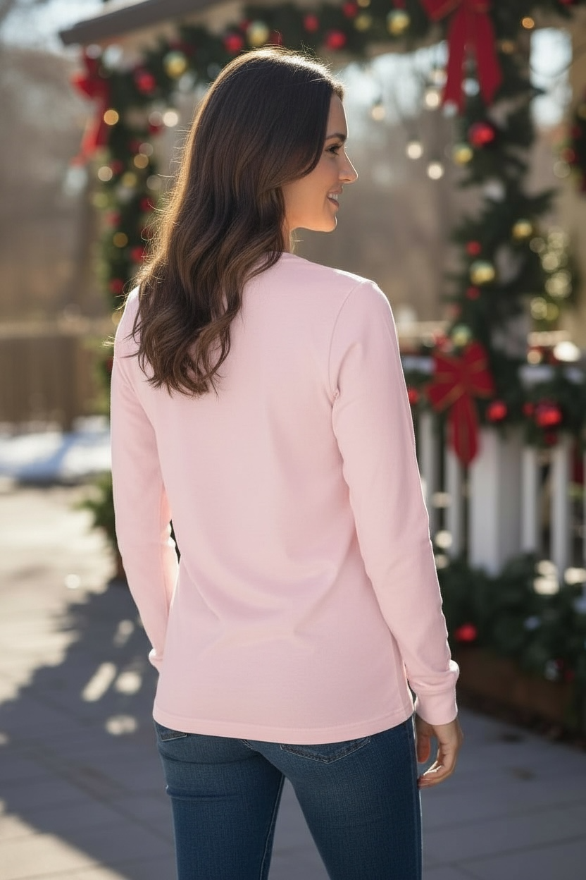 Santa is Coming to Grapevine Long Sleeve Tee In pink at ooh la la! in Grapevine TX 76051