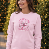 Candy Cane Christmas Club Long Sleeve Tee in pink at ooh la la! in Grapevine TX 76051