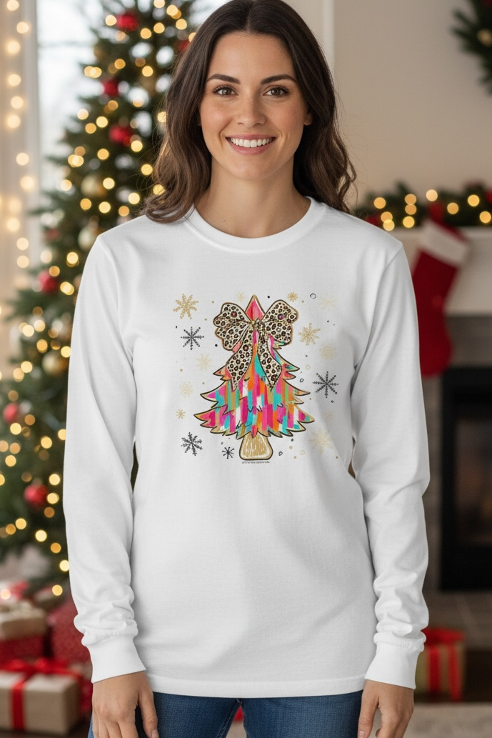 Leopard Bow Tree Long Sleeve Tee at ooh la la! in Grapevine TX 76051