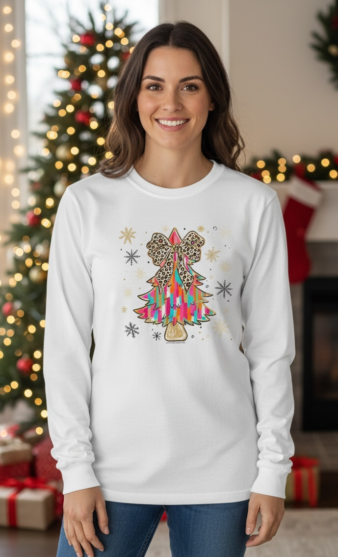 Leopard Bow Tree Long Sleeve Tee at ooh la la! in Grapevine TX 76051