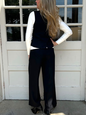 Molly Bracken Woven Wide Leg Trousers in black at ooh la la! in Grapevine TX 76051