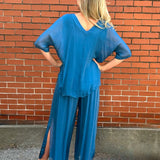 Silk Pants with Side Slit - Multiple Colors
