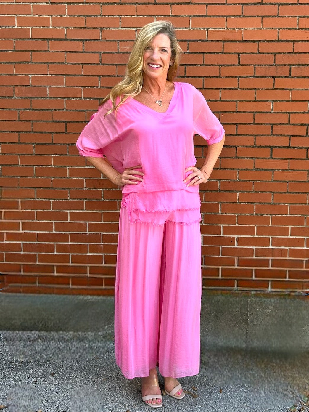 Silk Pants with Side Slit - Multiple Colors