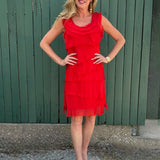 Silk Ruffle Dress in Assorted Colors