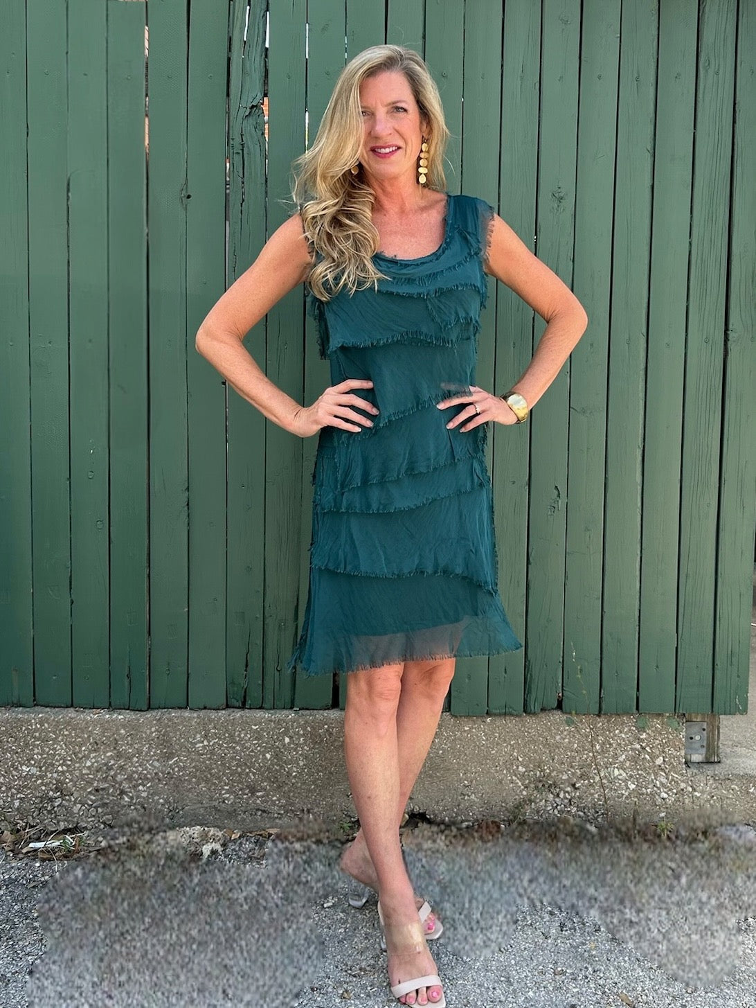 Silk Ruffle Dress in Assorted Colors