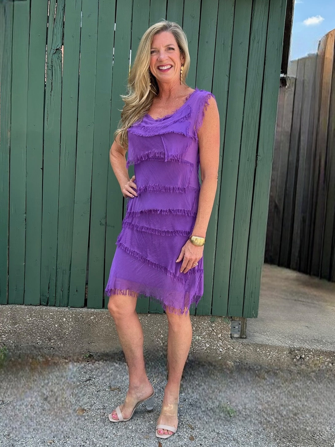 Silk Ruffle Dress in Assorted Colors