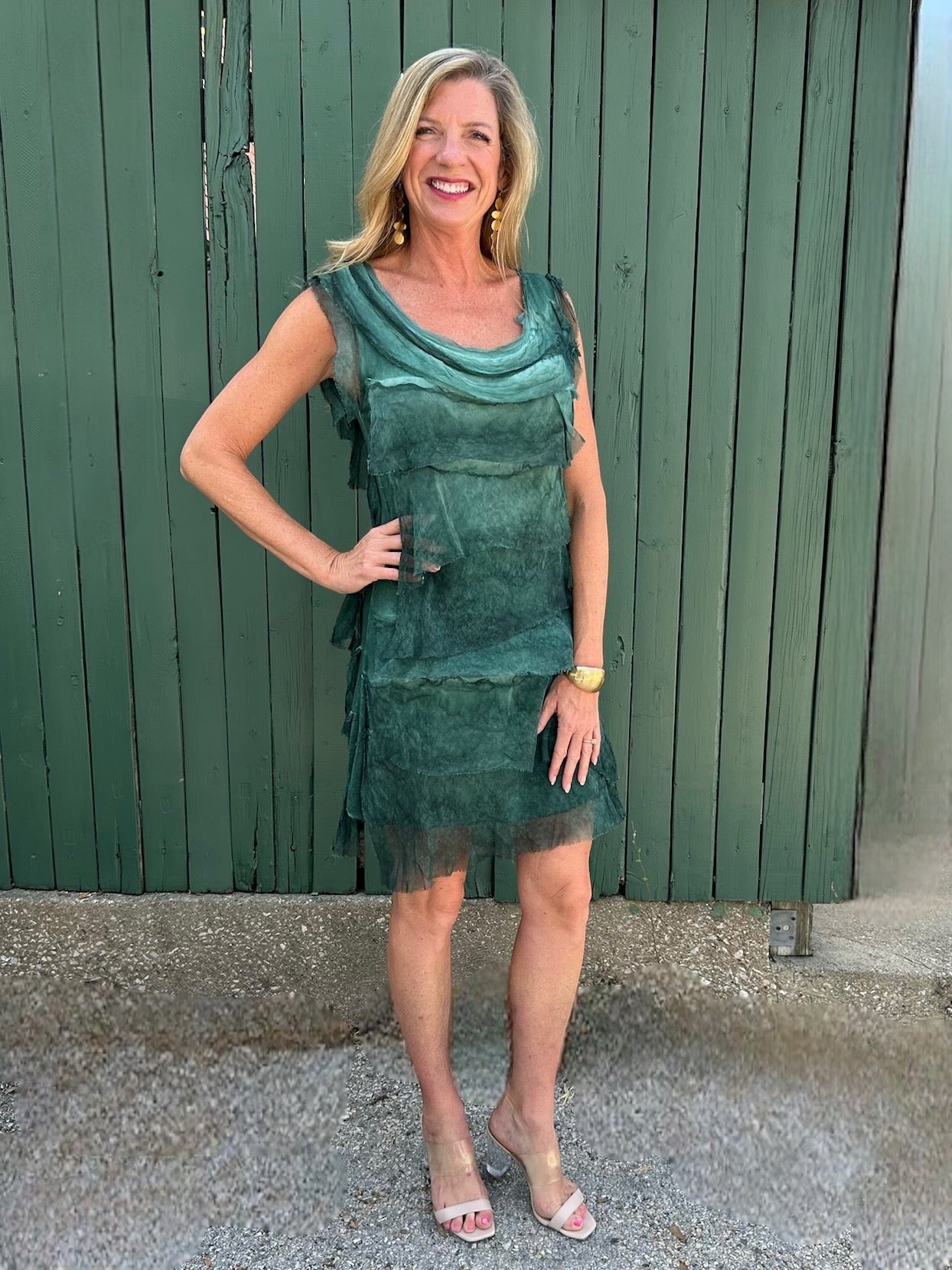 Silk Ruffle Dress in Assorted Colors