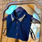 Haute Faux Collar - Sparkling Rhinestones Western Style in dark denim at ooh la la! in Grapevine TX 76051