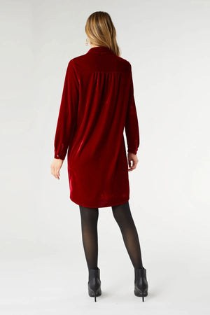 Stella Velour Shirt Dress in Red at ooh la la! in Grapevine TX 76051