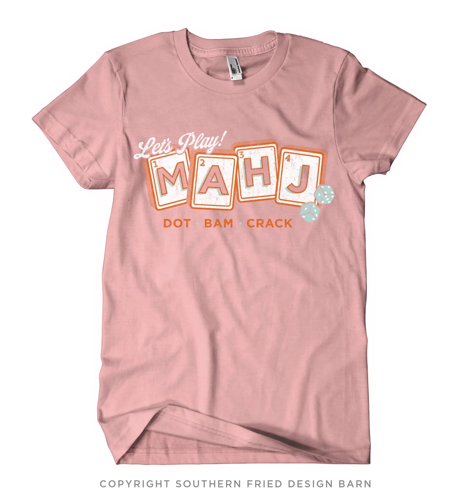 Mahjong t-shirt, Let's Play Mahj, Mahjong apparel, game night shirt, gifts for mahjong players, vintage graphic tee, Dot Bam Crack shirt, Mahjong accessories, Southern Fried Design Barn.
at ooh la la! in Grapevine TX 76051
