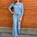 wide leg jeans, embroidered denim, high waisted jeans, floral embroidery, boho jeans, lyocell denim, ankle length jeans, feminine style, premium denim at ooh la la! in Grapevine TX 76051