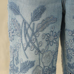 wide leg jeans, embroidered denim, high waisted jeans, floral embroidery, boho jeans, lyocell denim, ankle length jeans, feminine style, premium denim at ooh la la! in Grapevine TX 76051