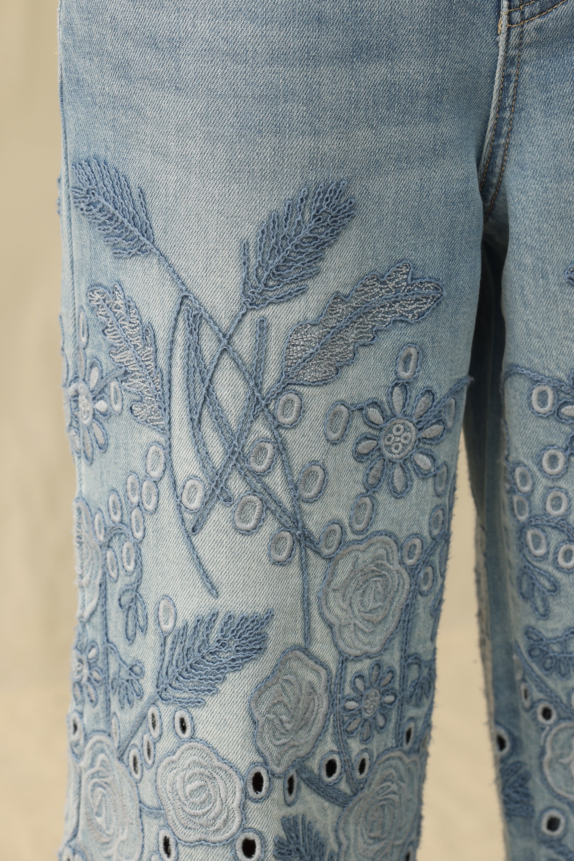 wide leg jeans, embroidered denim, high waisted jeans, floral embroidery, boho jeans, lyocell denim, ankle length jeans, feminine style, premium denim at ooh la la! in Grapevine TX 76051