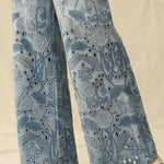 wide leg jeans, embroidered denim, high waisted jeans, floral embroidery, boho jeans, lyocell denim, ankle length jeans, feminine style, premium denim at ooh la la! in Grapevine TX 76051
