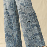 wide leg jeans, embroidered denim, high waisted jeans, floral embroidery, boho jeans, lyocell denim, ankle length jeans, feminine style, premium denim at ooh la la! in Grapevine TX 76051
