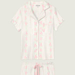 PJ Salvage, Sleepwear, Pajama set, Floral print, Comfortable sleepwear, Pointelle fabric, Drawstring shorts, Eye mask at ooh la la! in Grapevine TX 76051