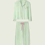 PJ Salvage, Pupcation Palms, Kiwi Stripe, 3-Piece Pajama Set, striped sleepwear, tropical vacation theme at ooh la la! in Grapevine TX 76051