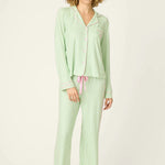 PJ Salvage, Pupcation Palms, Kiwi Stripe, 3-Piece Pajama Set, striped sleepwear, tropical vacation theme at ooh la la! in Grapevine TX 76051