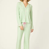 PJ Salvage, Pupcation Palms, Kiwi Stripe, 3-Piece Pajama Set, striped sleepwear, tropical vacation theme at ooh la la! in Grapevine TX 76051