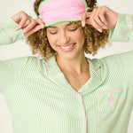PJ Salvage, Pupcation Palms, Kiwi Stripe, 3-Piece Pajama Set, striped sleepwear, tropical vacation theme at ooh la la! in Grapevine TX 76051