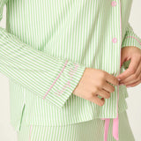 PJ Salvage, Pupcation Palms, Kiwi Stripe, 3-Piece Pajama Set, striped sleepwear, tropical vacation theme at ooh la la! in Grapevine TX 76051