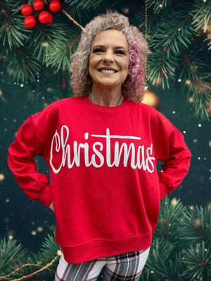 Puff Christmas Script Sweatshirt at ooh la la! in Grapevine TX 76051