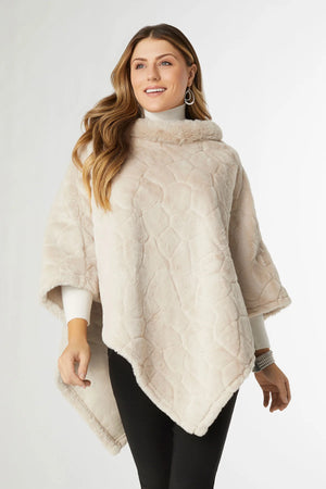 Textured Faux Fur Poncho