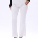 Stepped Fray Hem Crop Flare Jeans